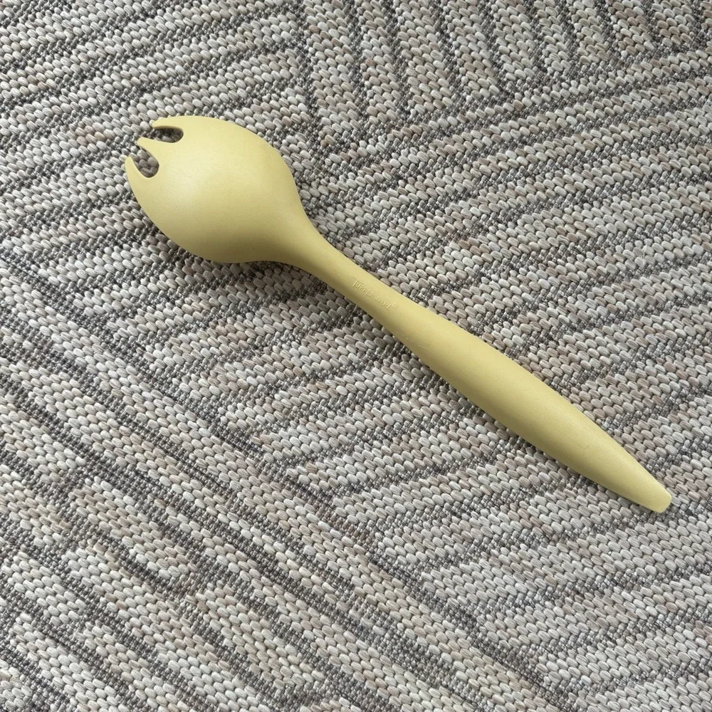 VTG Tupperware Harvest Gold Salad Serving Spoon‎ Tosser Spork 12